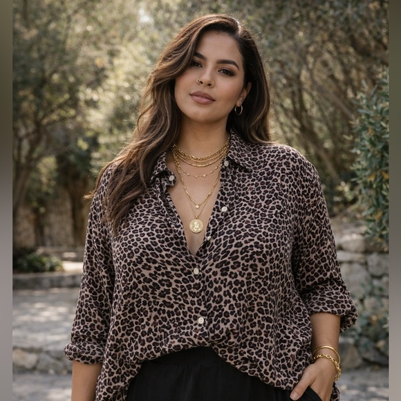 Vintage Tops - Cote de France Silk Leopard Print Blouse | Size 2X (20/22)